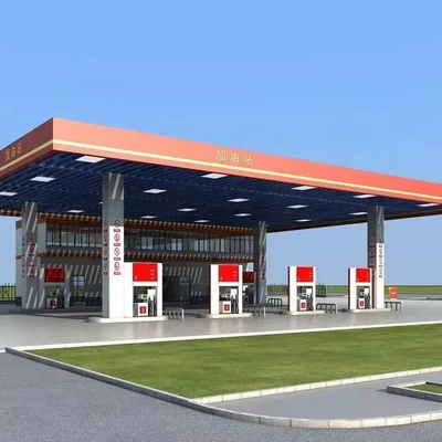 Dobra do telhado da construção 150mm do posto de gasolina da estrutura do dossel da bomba de gasolina Q345
