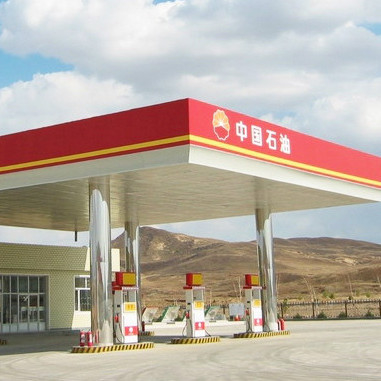Dobra do telhado da construção 150mm do posto de gasolina da estrutura do dossel da bomba de gasolina Q345