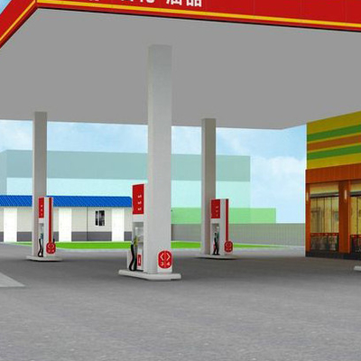 Q345 pré-fabricou o telhado do EPS da construção de aço do dossel do posto de gasolina