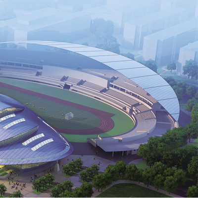 S355JR curvou a soldadura irregular da construção de aço do estádio do telhado