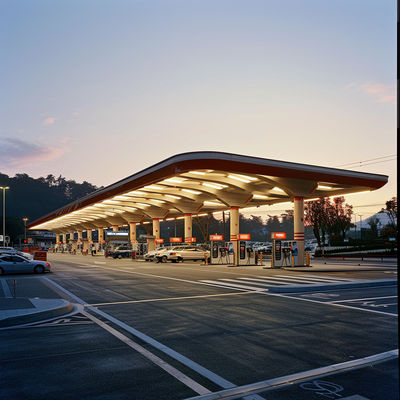 Estruturas de Aço Espaciais para Telhados Postos de Gasolina Sistema de Cobertura para Pedágios ISO GB