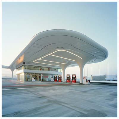 Estrutura Espacial da Estação de Combustível Design e Construção de Bela Forma Para Você