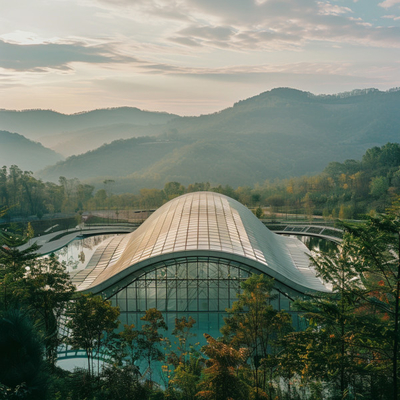 Estrutura de estrutura espacial de design elegante para parques centrais e instalações casuais Edifícios de aço duráveis e versáteis