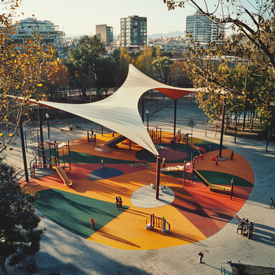 Estrutura de membrana de tensão para playgrounds crianças espaços externos seguros e divertidos